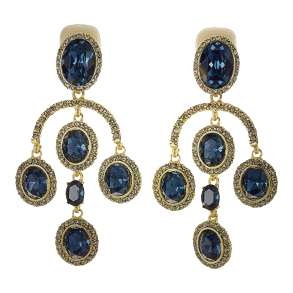 Oscar de la Renta Blue and Gold Earrings